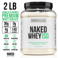 Thumbnail for NAKED Vanilla Whey Isolate Protein - Only 4 Ingredients, 30g Grass-Fed Protein, Undenatured, No GMO, No Soy, Gluten-Free, No Preservatives - 24 Servings