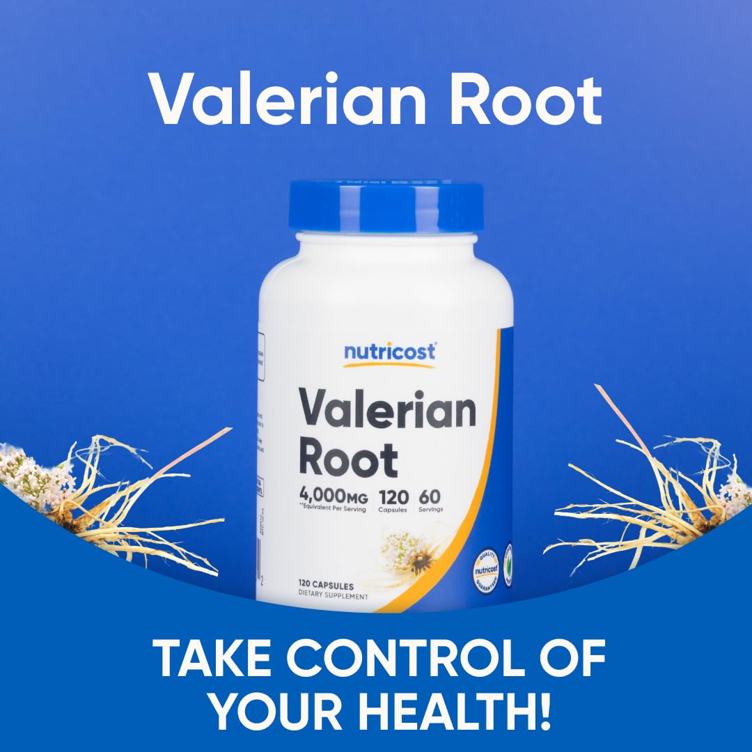 Nutricost Valerian Root Extract 120 Capsules for 60 Servings Per Bottle - Vegetarian, GMO Free and Gluten Free