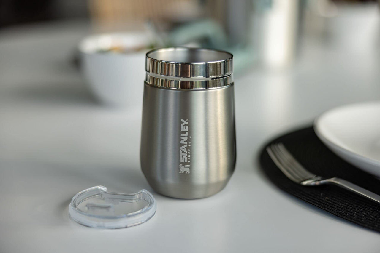 STANLEY GO Everyday Wine Tumbler 10 oz | Press Fit Drink Through Lid | Beverage, Coffee, and Cocktail Cup | Insulated Stainless Steel Wine Glass | BPA-Free | Stainless Steel