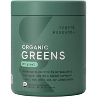 Thumbnail for Sports Research® Organic Greens Superfood Powder w/Spirulina & Chlorella, Adaptogens, Enzymes, Probiotics & 8 VIT Bs for Gut & Mood Support* - Vegan, Sugar-Free & Low-Cal Original 30 Servings