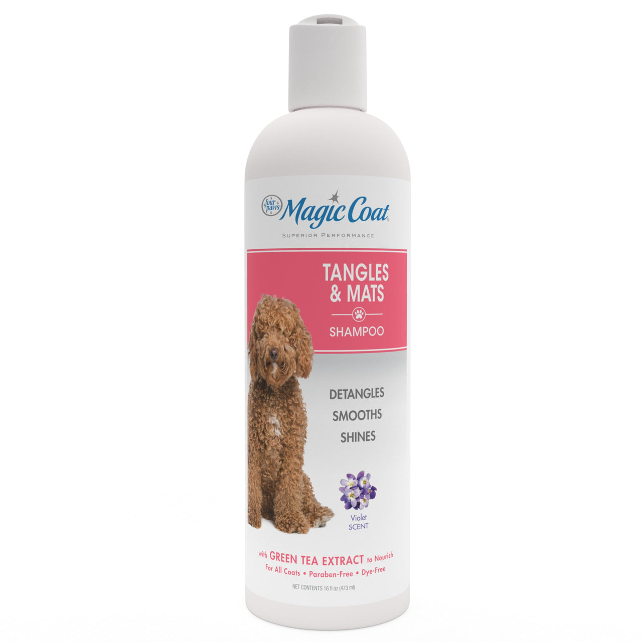Four Paws Magic Coat Tangles and Mats Dog Grooming Shampoo, Violet Scent, 16 Ounce Bottle