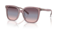 Thumbnail for Coach HC8381F Low Bridge Fit Sunglasses, Transparent Rose/Blush/Purple Blue Peach Gradient, 56 mm