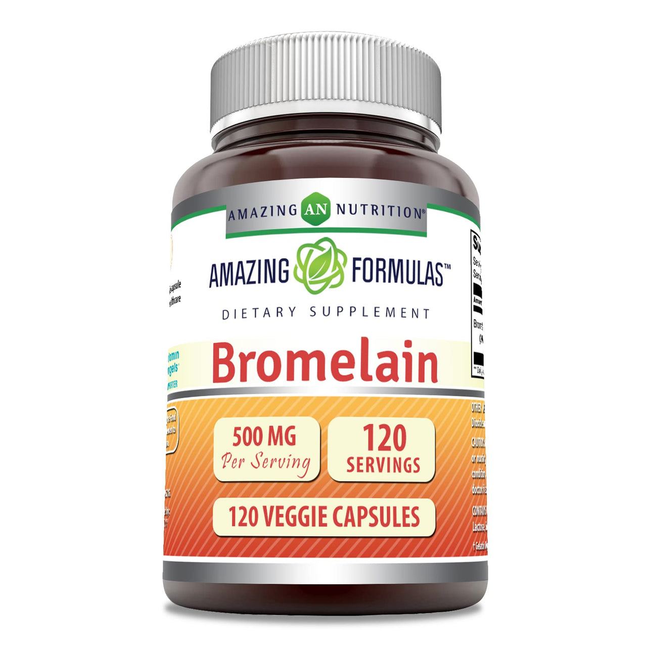 Amazing Formulas Bromelain Supplement | 500 Mg Per Serving | Veggie Capsules | Non-GMO | Gluten Free | Made in USA | Ideal for Vegetarians (1 Pack | 120 Count)