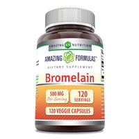 Thumbnail for Amazing Formulas Bromelain Supplement | 500 Mg Per Serving | Veggie Capsules | Non-GMO | Gluten Free | Made in USA | Ideal for Vegetarians (1 Pack | 120 Count)