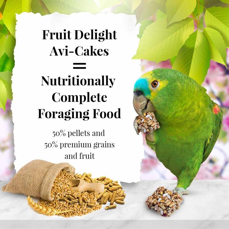 LAFEBER'S Fruit Delight Avi-Cakes Pet Bird Food, Made with Non-GMO and Human-Grade Ingredients, for Parrots (8 oz Pack of 1)