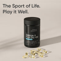 Thumbnail for Sports Research Triple Strength 1040mg Omega-3 from Wild Alaska Pollock with Vitamin D3 2500iu | 2-in-1 Vitamin D & Omega DHA Fish Oil Supplement Supporting Heart Health - 120 Softgels