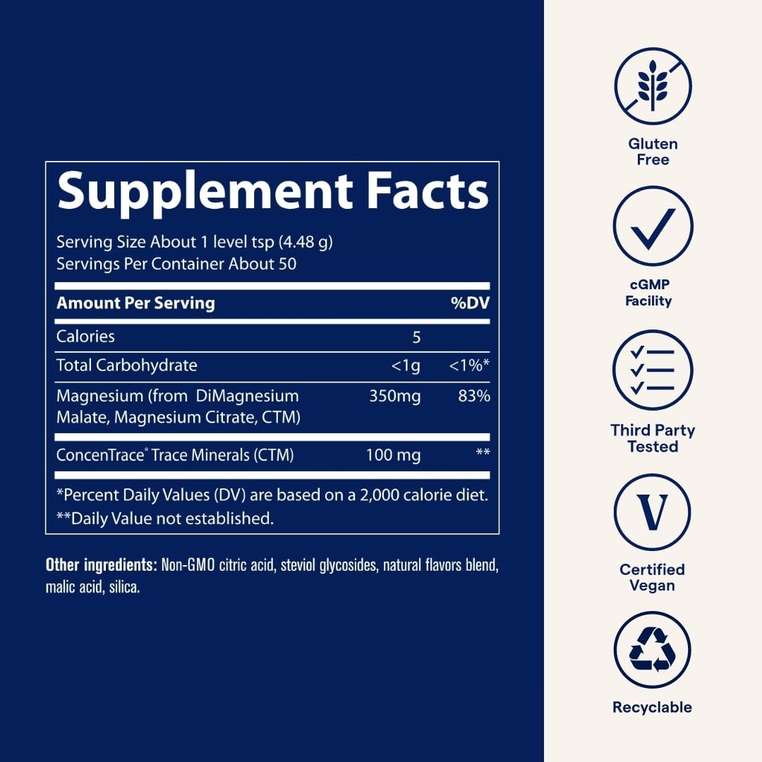 Trace Minerals Stress-X Magnesium, 350mg - Powder Magnesium Supplement to Support Muscle Relaxation & Recovery - Restful Sleep Support Mineral Supplement - Lemon Lime Flavor, 7.9 oz (50 Servings)