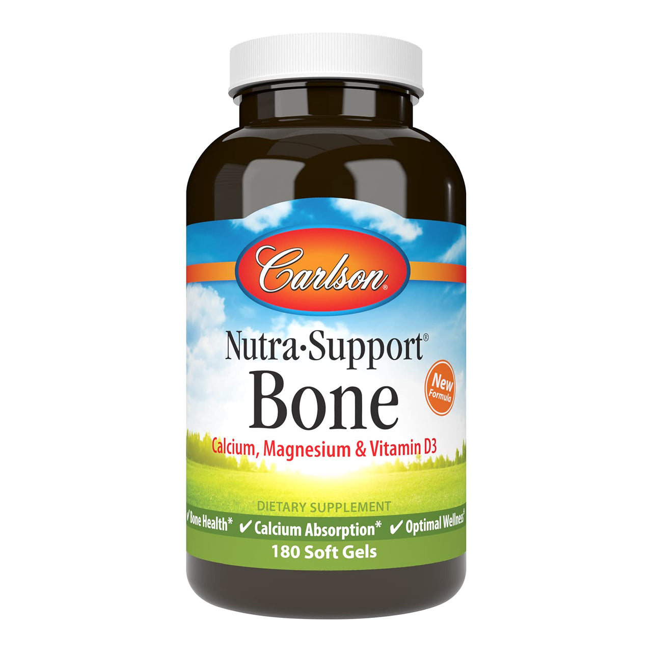 Carlson - Nutra-Support Bone, Calcium, Magnesium & Vitamin D3, Bone Health, Calcium Absorption & Optimal Wellness, 180 Softgels