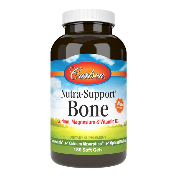 Carlson - Nutra-Support Bone, Calcium, Magnesium & Vitamin D3, Bone Health, Calcium Absorption & Optimal Wellness, 180 Softgels