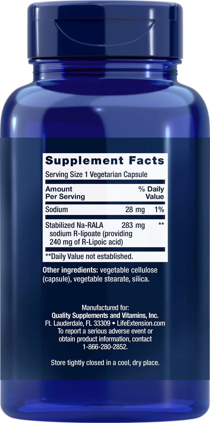 Life Extension Super R Lipoic Acid 240mg, 90 Capsules, Vegetarian