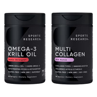 Thumbnail for Sports Research® Rejuvenate Duo - 1000mg Krill Oil Supplement with EPA & DHA Omega-3, Phospholipids & Astaxanthin from Antarctic Krill + Biotin-Infused Collagen Peptides Complex with Hyaluronic Acid