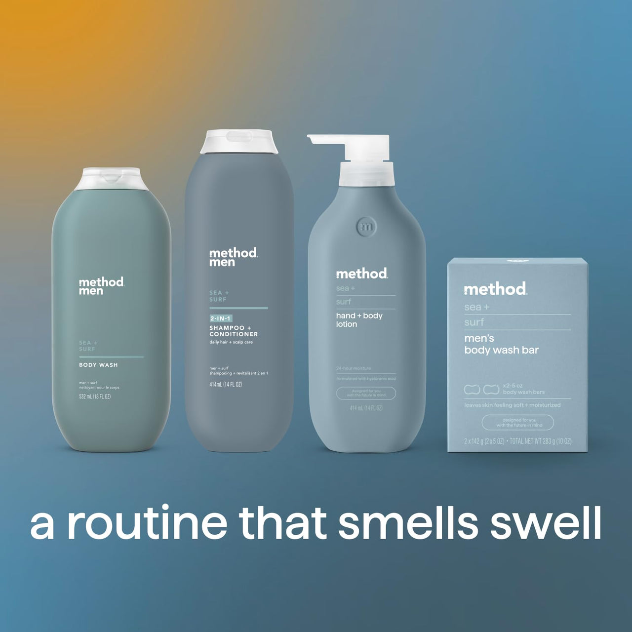 Method Men Body Wash, Sea and Surf Scent, Paraben and Phthalate Free, Quick-Lathering Cleansers, Cruelty Free, 18 oz (Pack of 1)