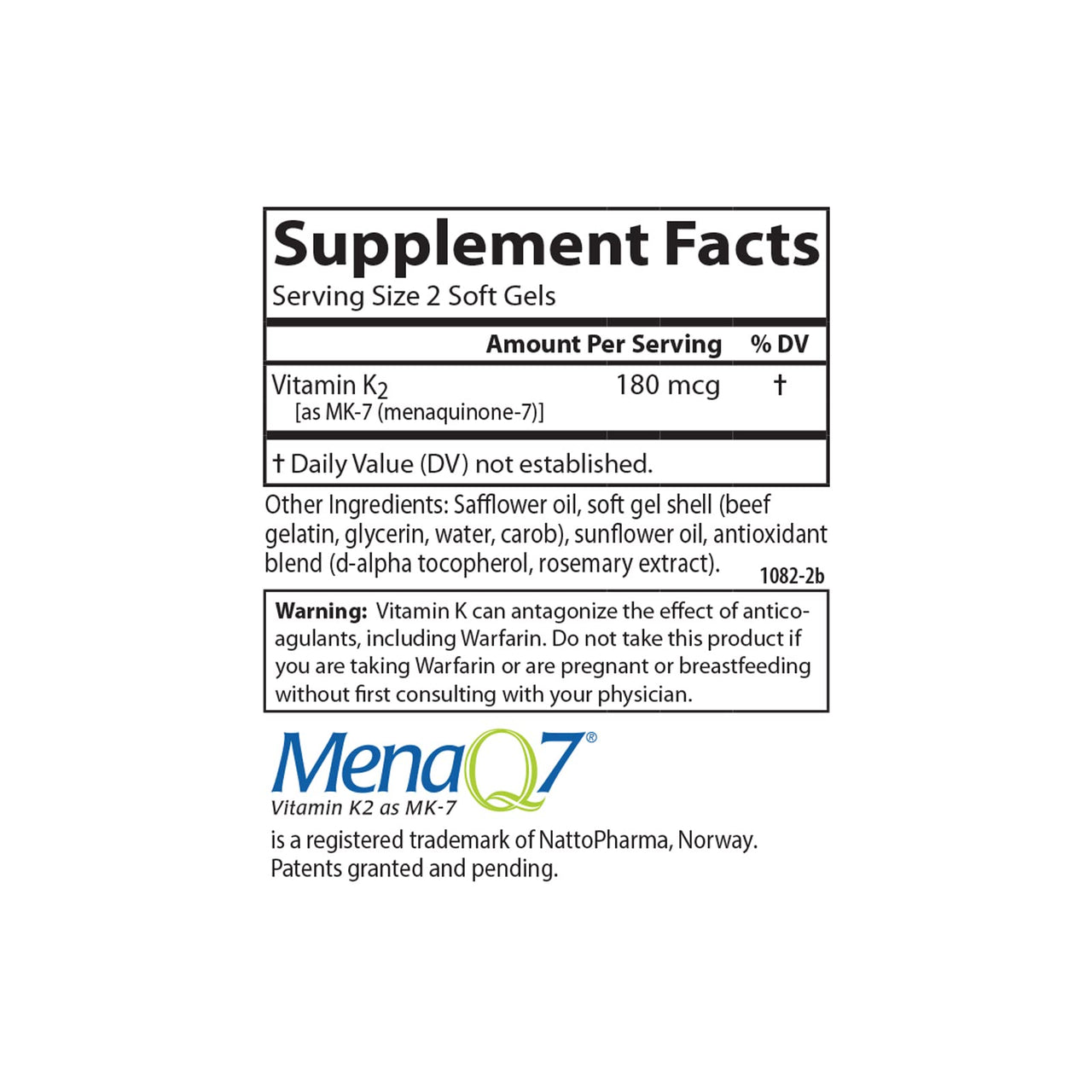 Carlson - Vitamin K2 MK-7 (Menaquinone), 180 mcg, Bone Support, Calcium Bioavailability, K2 Vitamin, Vitamin K-2, 90 Softgels