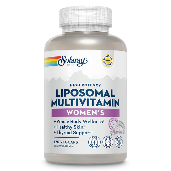 SOLARAY Liposomal Multivitamin for Women, Enhanced Absorption, High Potency w/Iron, Vitamin D, Vitamin C, B12, Biotin, CoQ10, Immune Support, Bone Health, Vegan, 60 Servings, 120 VegCaps