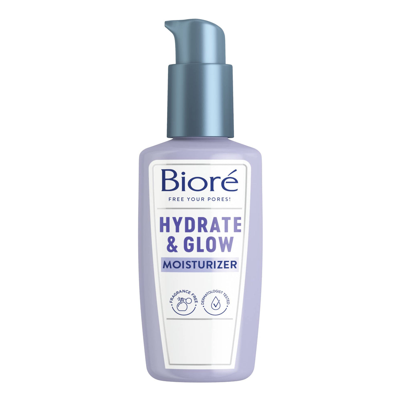 Biore Hydrate & Glow Facial Moisturizer for Dry Skin, Sensitive Skin, Infused with Coconut Water, Prebiotics and Avocado Oil, Dermatologist Tested, Fragrance Free,3.4 Oz