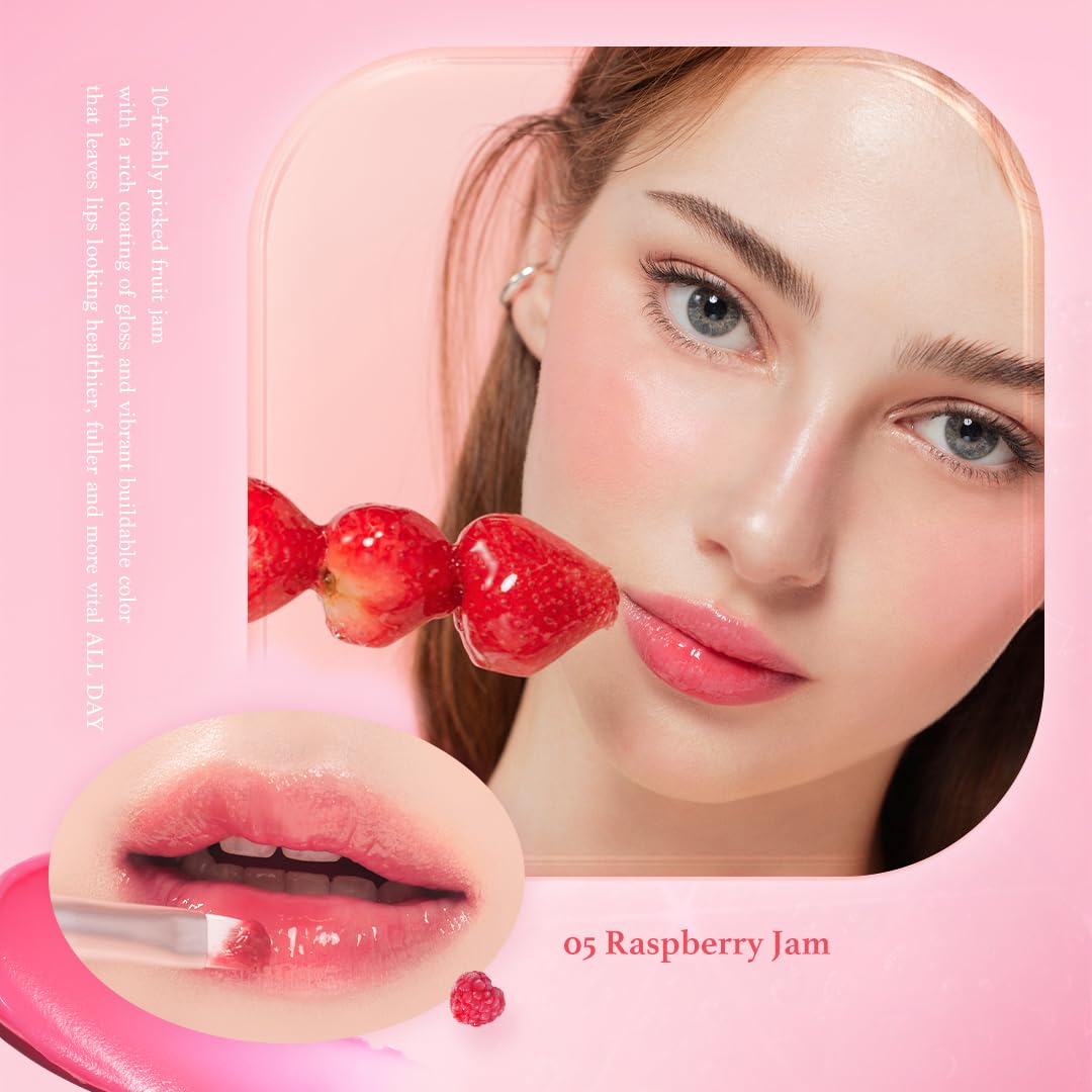 dasique Fruity Lip Jam #08 Cherry Jam | High-shine finish | Moisturizing | Vegan, Cruelty Free | Lip Balm
