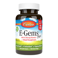 Thumbnail for Carlson - E-Gems Plus, 400 IU (268 mg), Natural-Source Vitamin E, Optimal Wellness, 140 Soft Gels