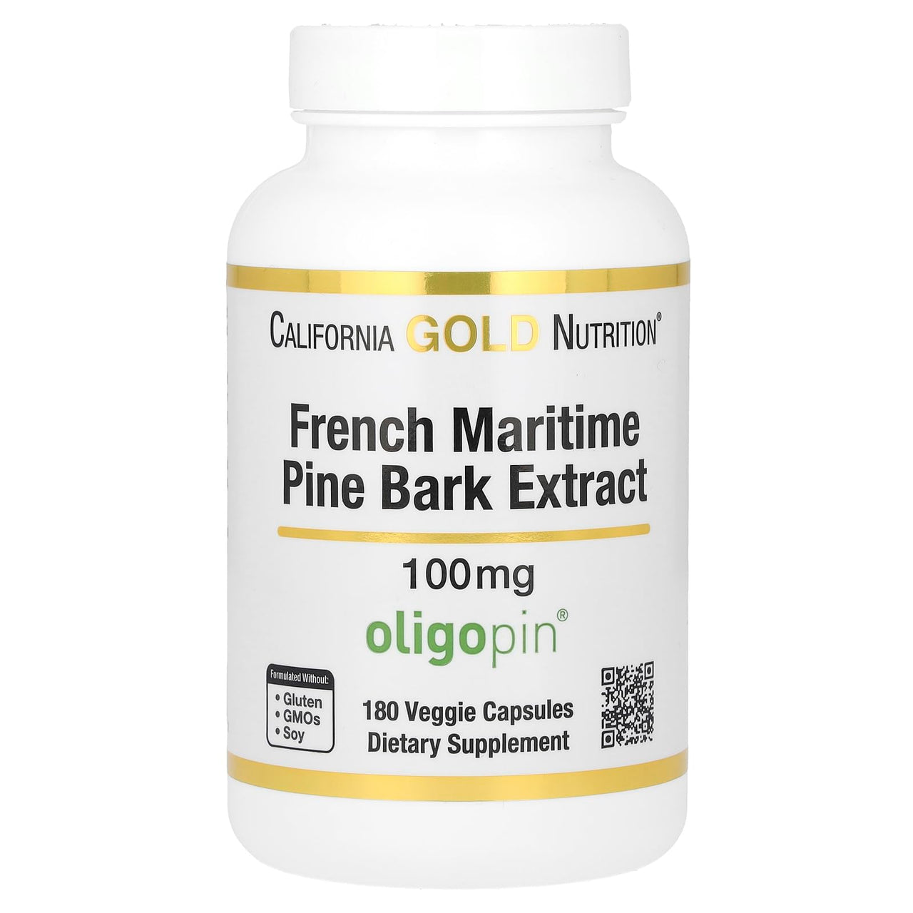 California Gold Nutrition Pine Bark Extract, French Maritime, Oligopin, Antioxidant Polyphenol, 100 mg, 180 Veggie Capsules