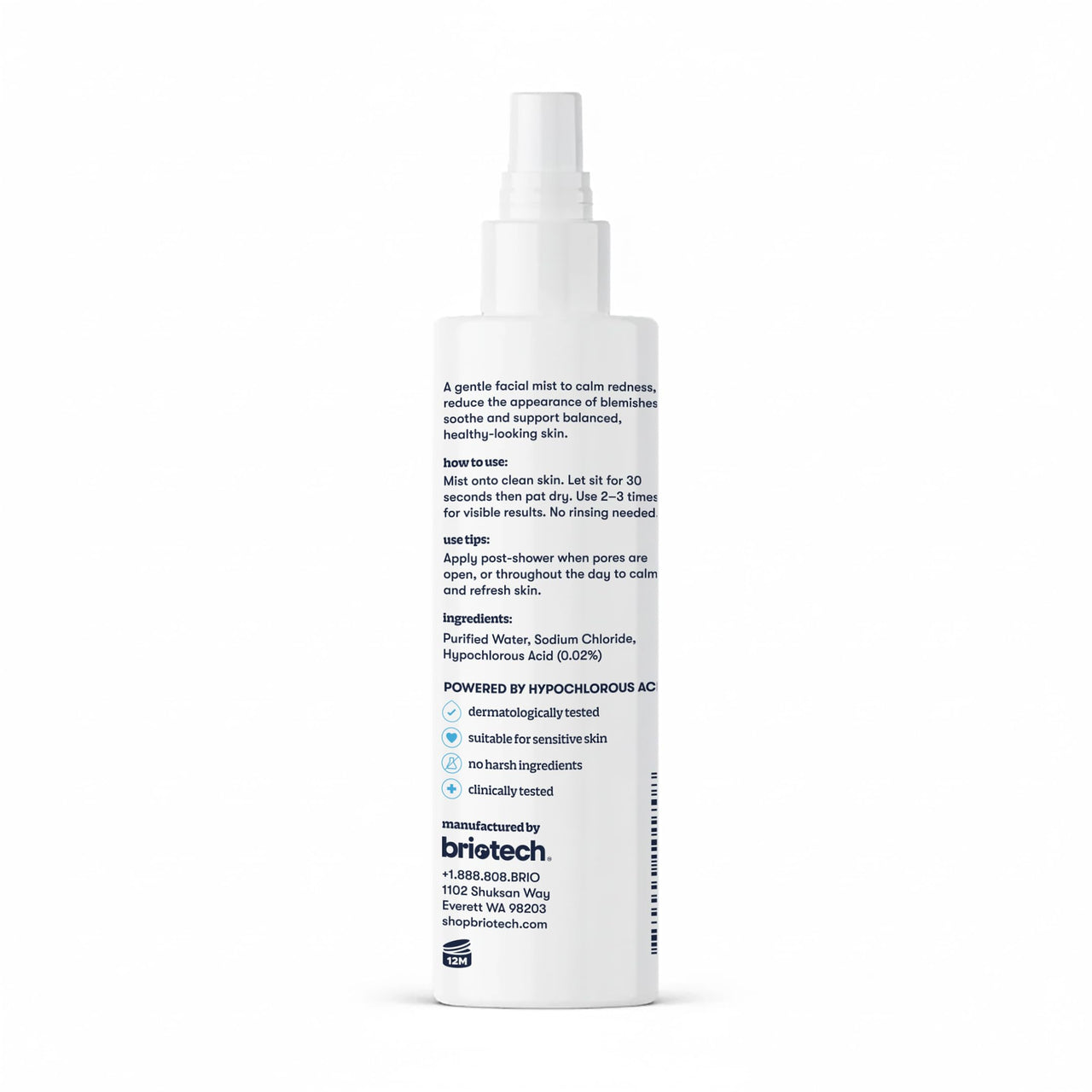 BRIOTECH Renew Toner, Hypochlorous Acid Spray, Minimize Appearance of Blemishes, Soothing Facial Mist for Sensitive Skin, Calm Redness & Bumps, Vegan, 4 fl oz (2 Pack)