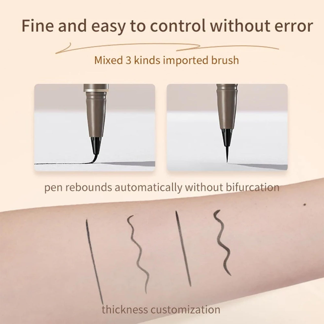 Liquid Eyeliner, Ultra Fine Liquid Eyeliner Waterproof with Smooth Strong Fibres, Smudge-proof, Longwearing, Smooth Eye Liners with Ultra-Fine Tip (#03 Medium Brown Upgrade)