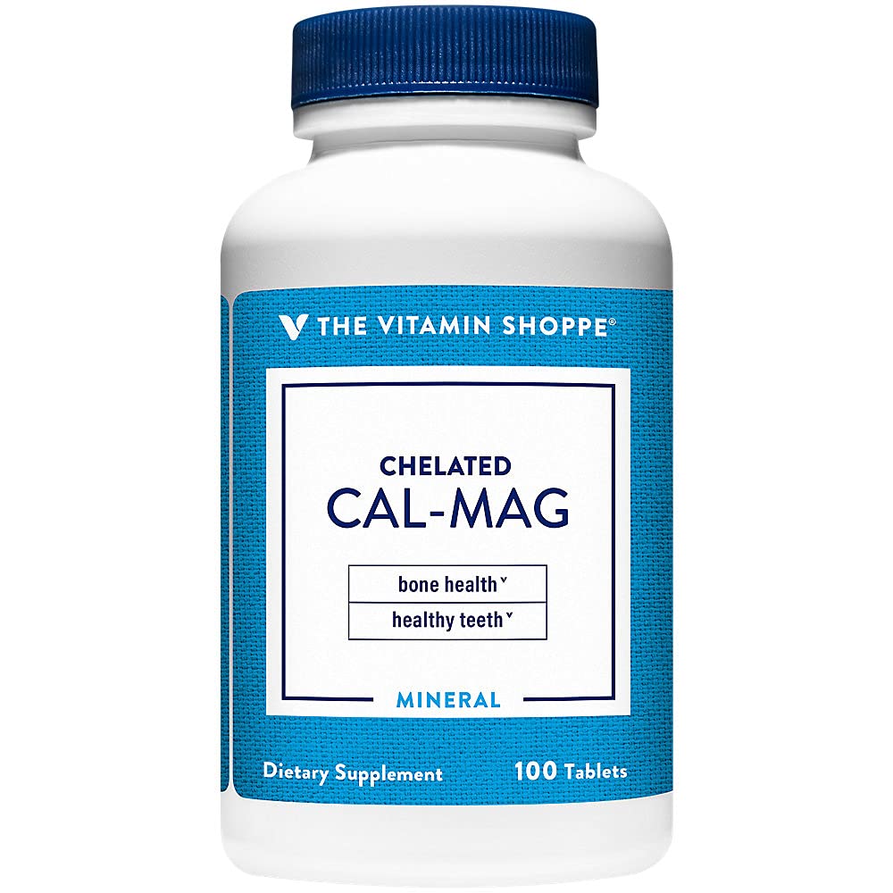 The Vitamin Shoppe Chelated Cal-Mag, 2:1 Calcium & Magnesium Ratio, Supports Bone & Teeth (100 Tablets)