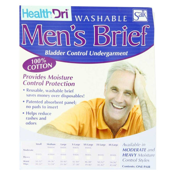 Salk HealthDri Washable Cotton Men's Brief, Heavy, 2X-Large