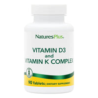 Thumbnail for NaturesPlus Vitamins D3 & K2 - 90 Tablets - Promotes Bone Support, Immune Function, Cardiovascular Health & Mood Balance - Vegetarian, Gluten Free - 90 Servings