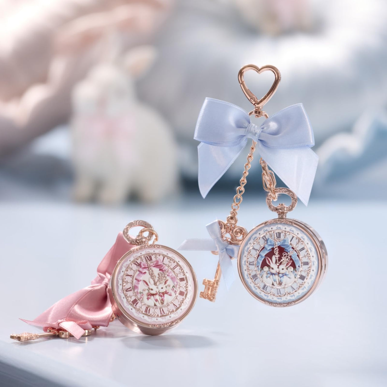 Flower Knows Bunny Garden Lip Balm & Bag Charm, Blue Keychain Balm