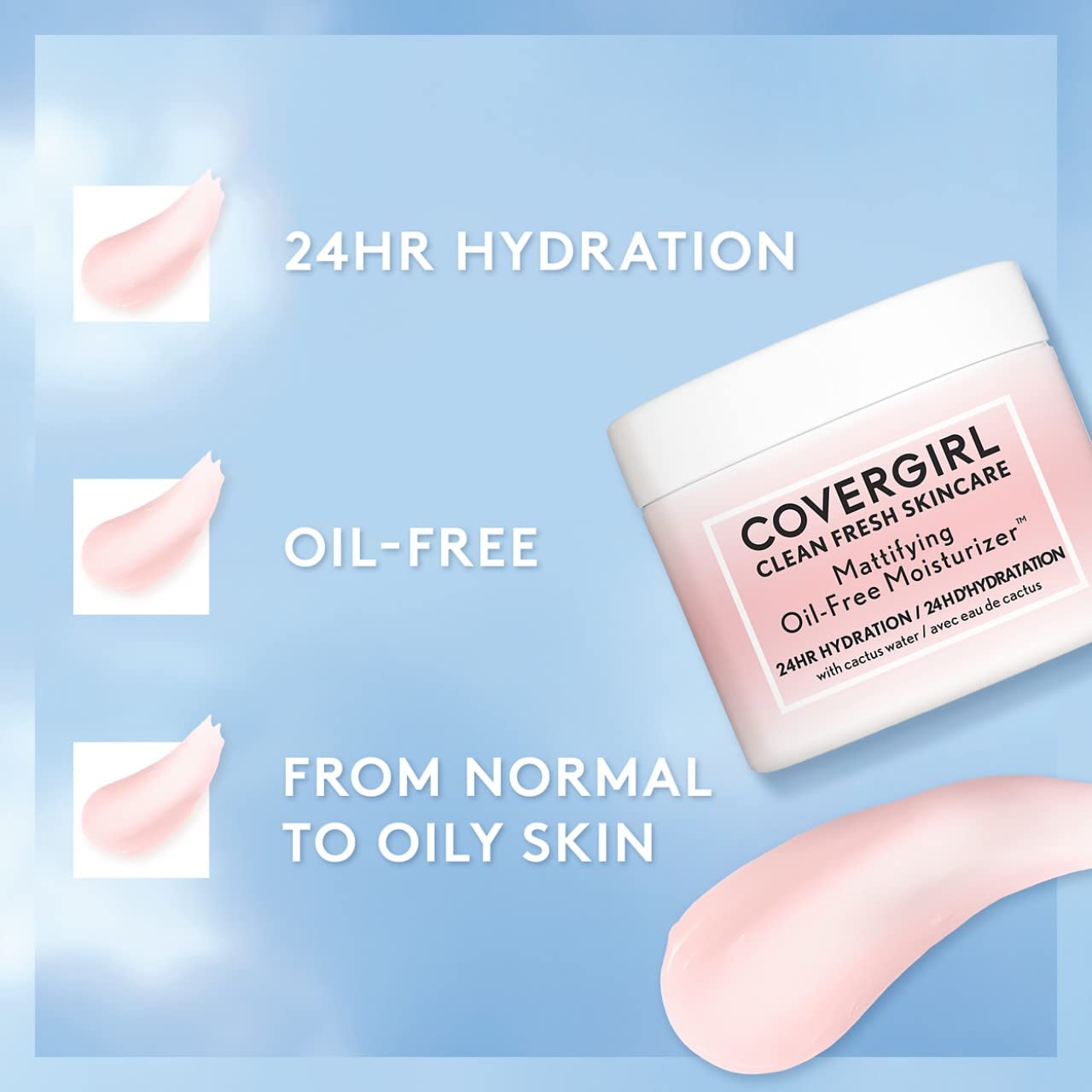COVERGIRL Clean Fresh Skincare Mattifying Oil-Free Moisturizer, 2.0 Oz
