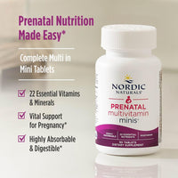 Thumbnail for Nordic Naturals Vegetarian Prenatal Multivitamin Minis - 90 Easy to Swallow Tablets - Highly Absorbable Multivitamin and Mineral Supplement to Support Pregnancy - Non-GMO, 30 Servings