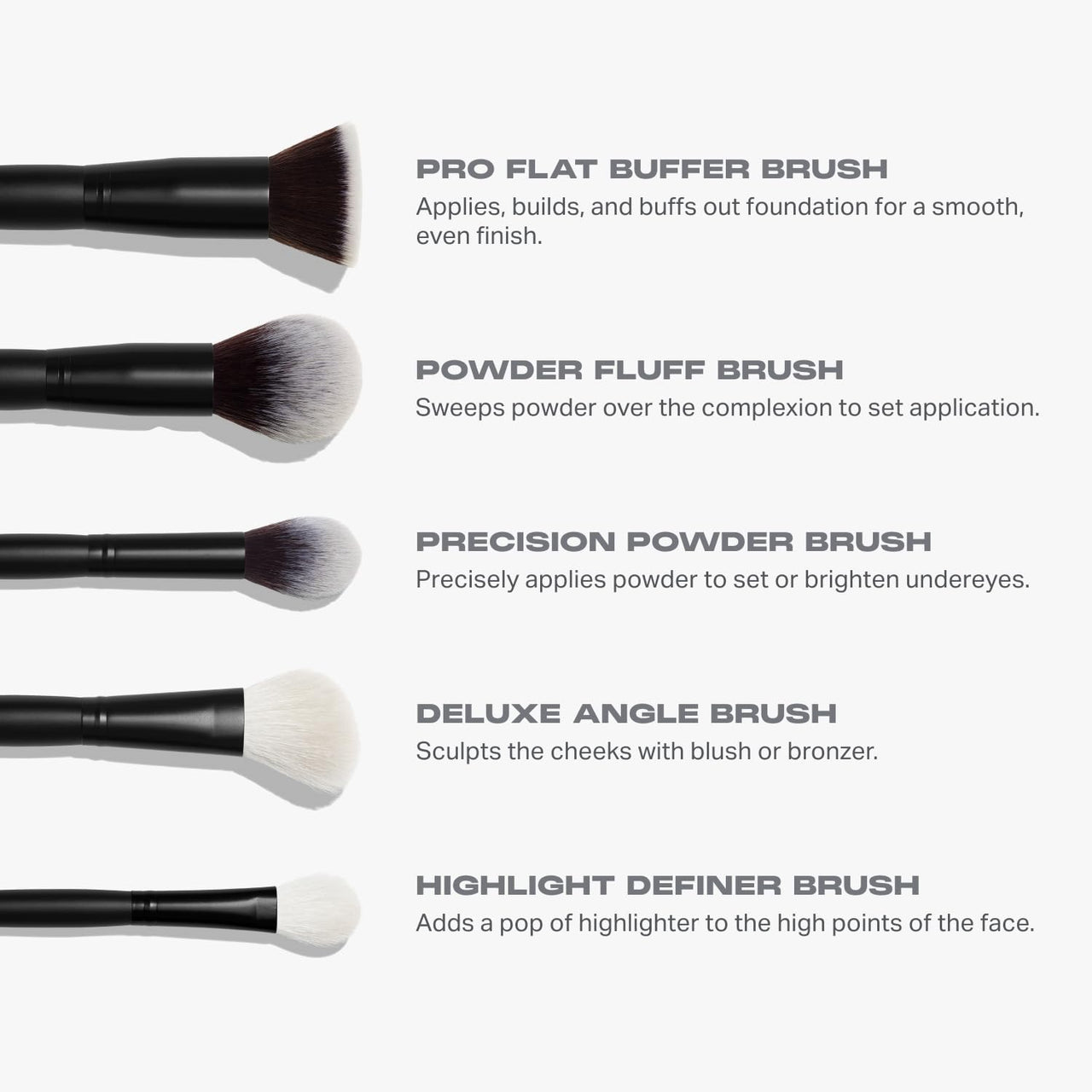 Morphe Face The Beat Makeup Brushes - 5 Piece Makeup Brush Set with Foundation, Blush, Contour & Blending Brushes - Made with Synthetic Bristles & Includes Makeup Brush Case (5 Count)