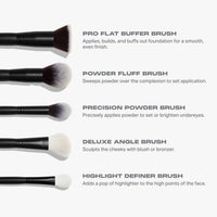 Thumbnail for Morphe Face The Beat Makeup Brushes - 5 Piece Makeup Brush Set with Foundation, Blush, Contour & Blending Brushes - Made with Synthetic Bristles & Includes Makeup Brush Case (5 Count)