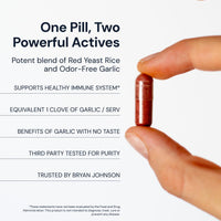 Thumbnail for Blueprint Bryan Johnson Red Yeast Rice and Odor Free Garlic Supplement - Herbal Dietary Supplement for Women and Men - Vegan - (30 Servings)
