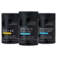 Thumbnail for Sports Research® Multivitamin Pack - Alaskan Omega-3 Fish Oil 1250mg, Vitamin D3 5000iu + K2 100mcg, and Chelated Magnesium Glycinate 160mg - Vegan Certified · Non-GMO · Gluten & Soy Free
