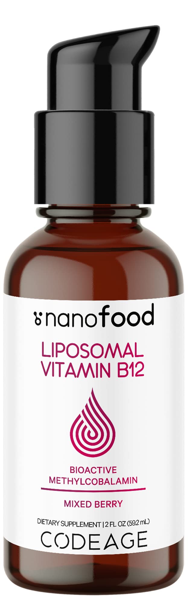 Codeage Liquid Vitamin B12 Methylcobalamin Supplement, 2-Month Supply, Bioavailable Methyl B12, Vegan Non-GMO, 2 fl oz