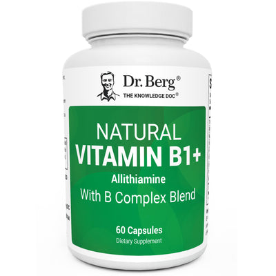 Image 1 of Dr. Berg Natural Vitamin B1 B6 B12 Complex - Allithiamine Vitamin B1 Supplement with 8 Essential Vitamin B Complex for Men & Women Including Thiamin, Niacin, Folate, Magnesium & More - 60 Capsules