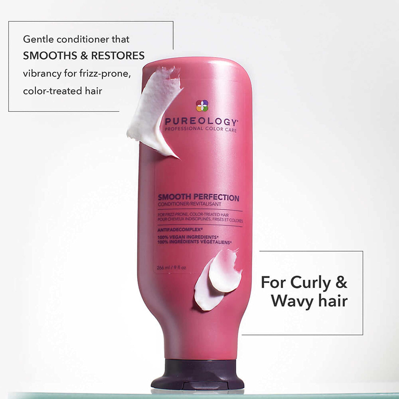 Pureology Smooth Perfection Conditioner - For Frizzy and Color Treated Hair, Detangles & Controls Frizz, Sulfate-Free & Vegan, 1.7 Fl Oz