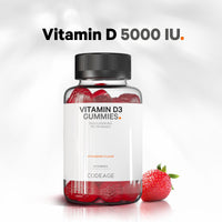 Thumbnail for Codeage Vitamin D3 Gummy Vitamins, Vitamin D3 5000 IU Gummies Cholecalciferol 125 mcg, Soft Pectin-Based, Animal Gelatin-Free Gummy, Gummies Vitamins, Tasty Strawberry, Non-GMO - 2-Pack