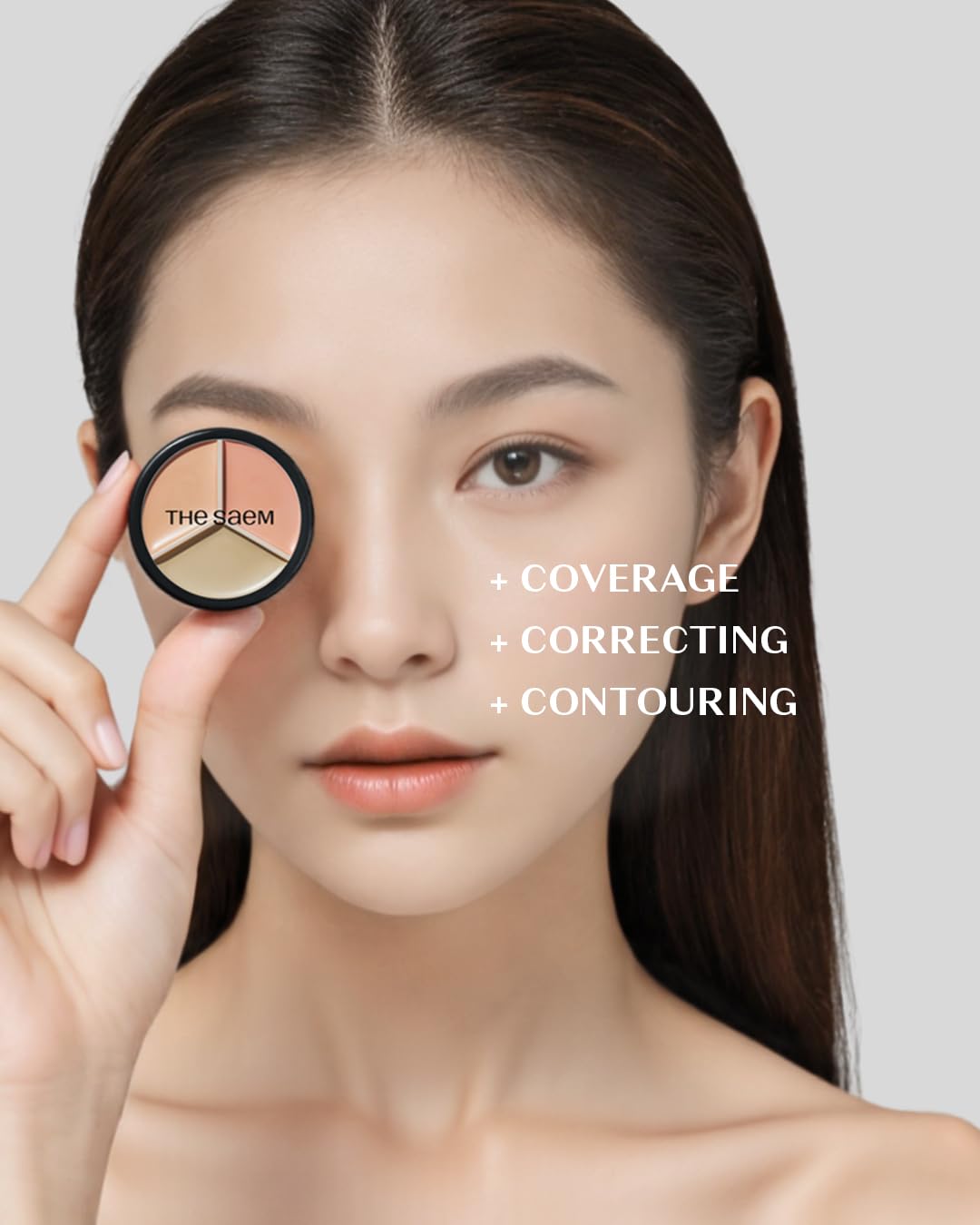 THE SAEM Cover Perfection Triple Pot Concealer 03 Correct Up Beige - for Fair to Light Skin Tone - 3 Color Full Coverage Concealer - Covers Blemishes Spots, Dark Circles, Redness Skin