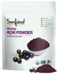 Thumbnail for Sunfood Superfoods Organic Acai Powder - Acai Powder Organic, Acai Powder for Smoothie Bowles, Dried Acai Berry Mix with Antioxidants & Vitamin C, 100% Pure, USDA Organic, Non GMO - 4 Oz Bag