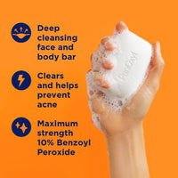 Thumbnail for PanOxyl Acne Treatment Bar with 10% Benzoyl Peroxide, Maximum Strength Bar Soap for Face, Chest and Back, Benzoyl Peroxide Soap Body Wash, Vegan, For Acne Prone Skin, 4 oz