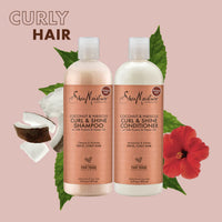 Thumbnail for SheaMoisture Coconut & Hibiscus Curl & Shine Shampoo & Conditioner for Bouncy Curls, Frizz Control, 16 Oz Ea