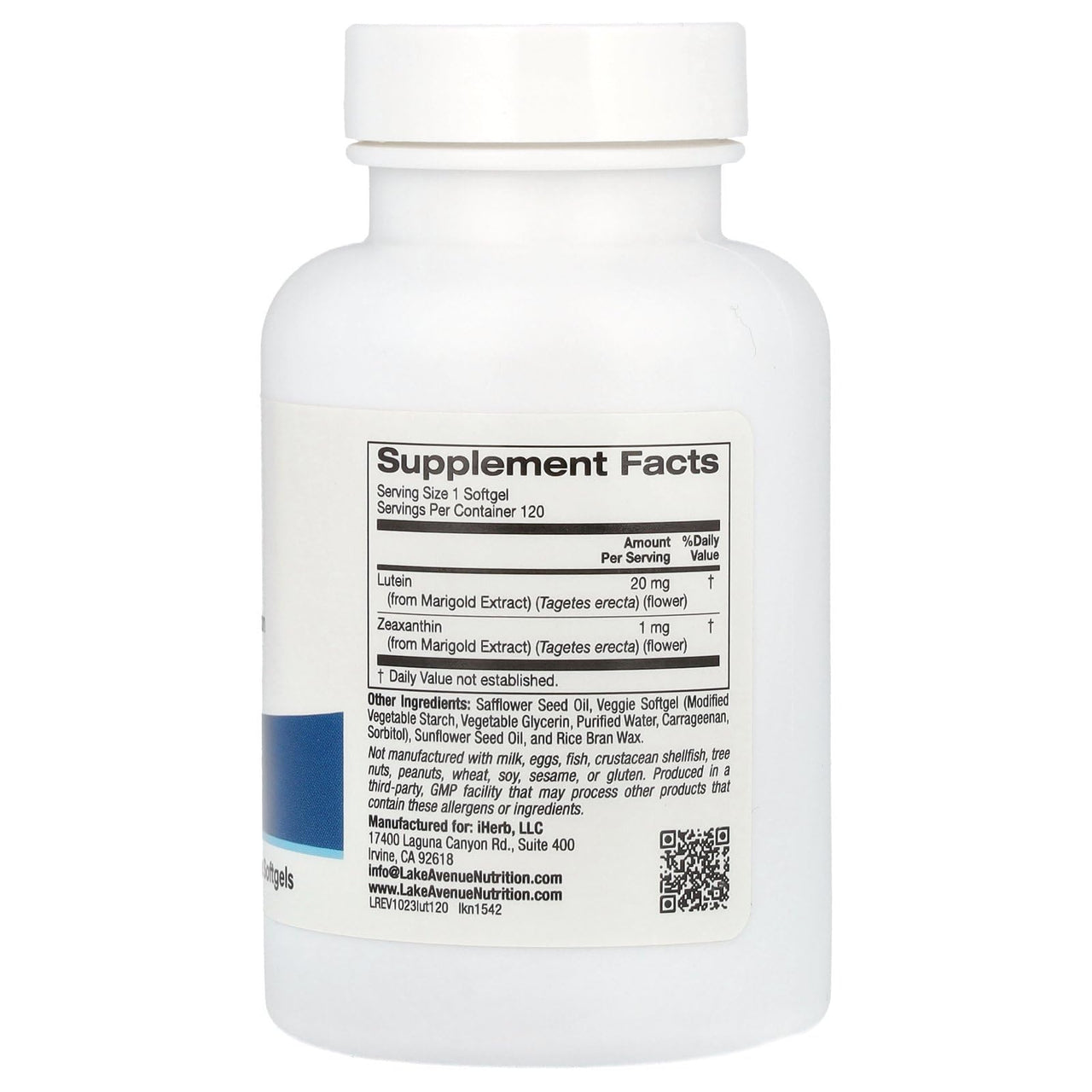 Lake Avenue Lutein - with Lutein & Zeaxanthin from Marigold Extract - Supports Antioxidant Activity & Eye Health - Vegetarian Friendly, Non-GMO - 20 mg - 120 Veggie Softgels
