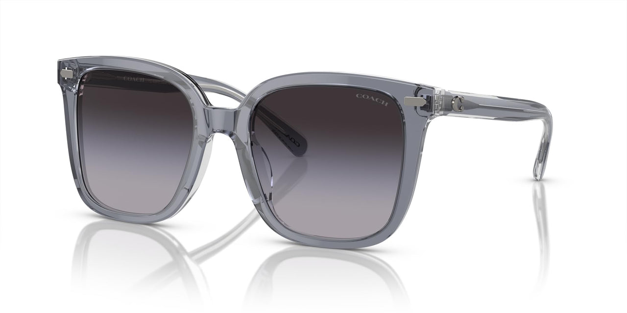 Coach HC8381F Low Bridge Fit Sunglasses, Dark Grey/Light Grey/Light Grey Gradient, 56 mm