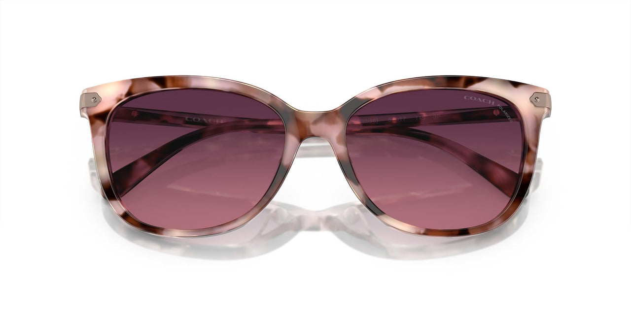 Coach HC8378U Universal Fit Sunglasses, Rose Pearl Tortoise/Burgundy Gradient Polarized, 57 mm