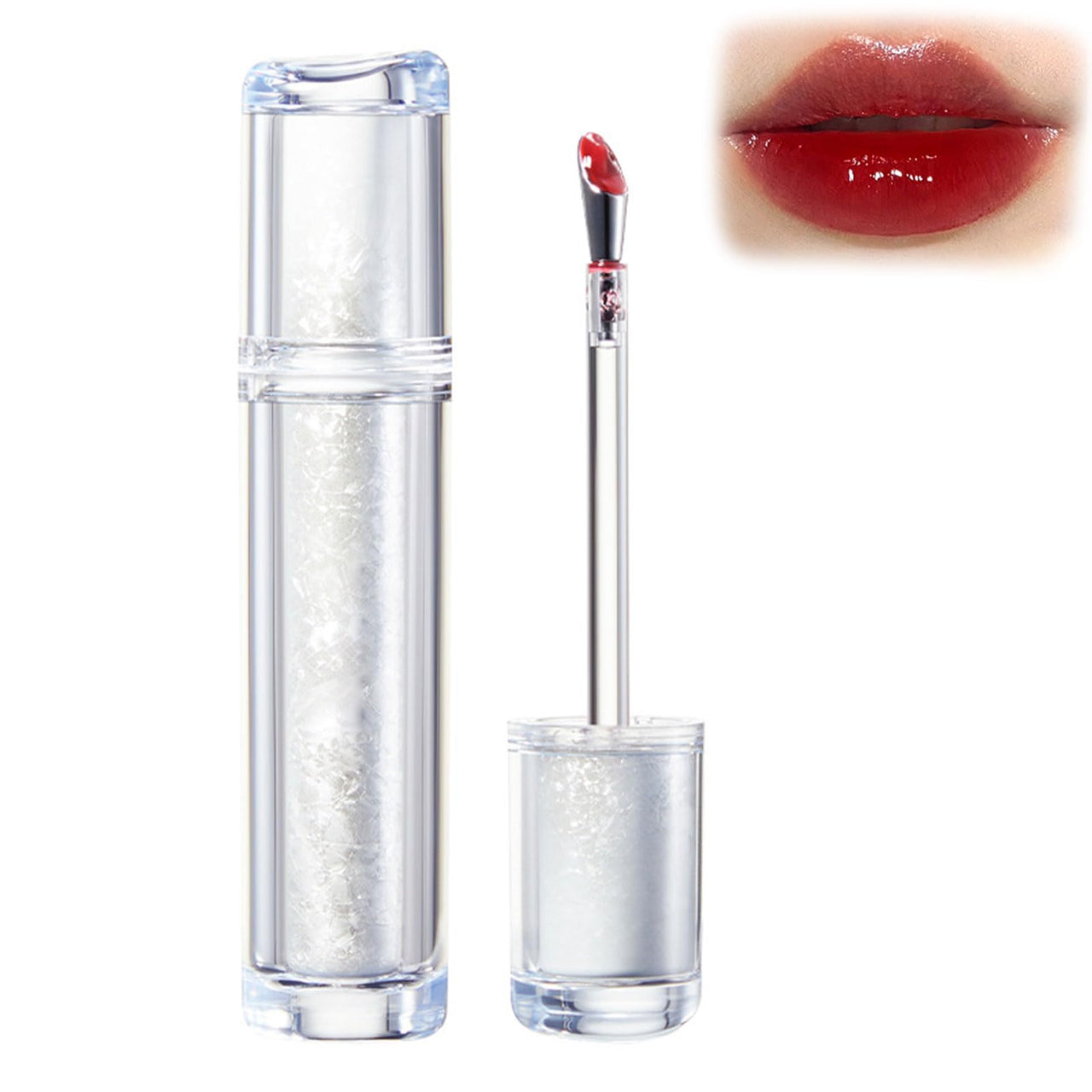 Ice Watery Lip Gloss, Mirror Lip Glazes, Jelly Hydrating Moisturizing Nonstick Transfer Proof Tinted Gloss Liquid Lipstick (07 Frosted Roasted Pears)