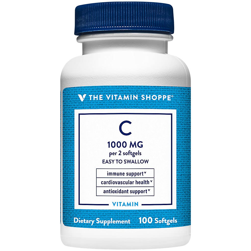 The Vitamin Shoppe Vitamin C 1,000MG - Immune Support, Antioxidant Protection & Collagen Formation, Daily Vitamin (100 Softgels)