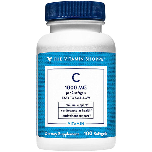 The Vitamin Shoppe Vitamin C 1,000MG - Immune Support, Antioxidant Protection & Collagen Formation, Daily Vitamin (100 Softgels)