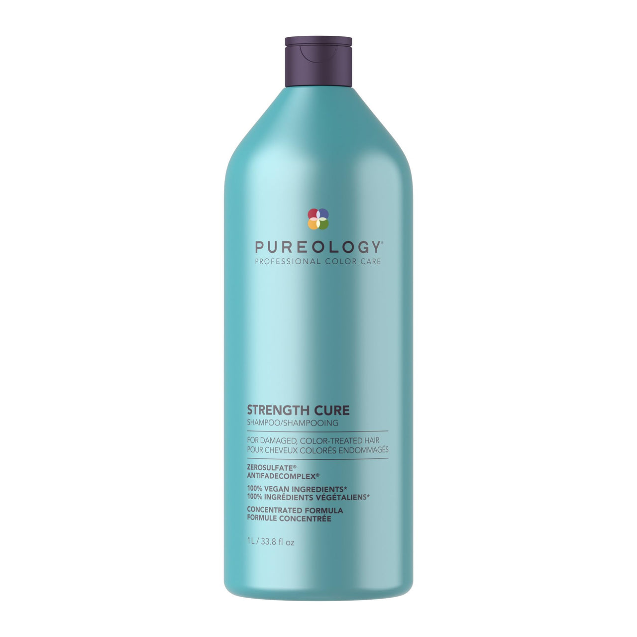 Pureology Strength Cure Shampoo - For Damaged or Color Treated Hair, Hair Strengthening & Prevents Breakage, Seals Split Ends, Vegan & Sulfate-Free, 33.8 Fl Oz