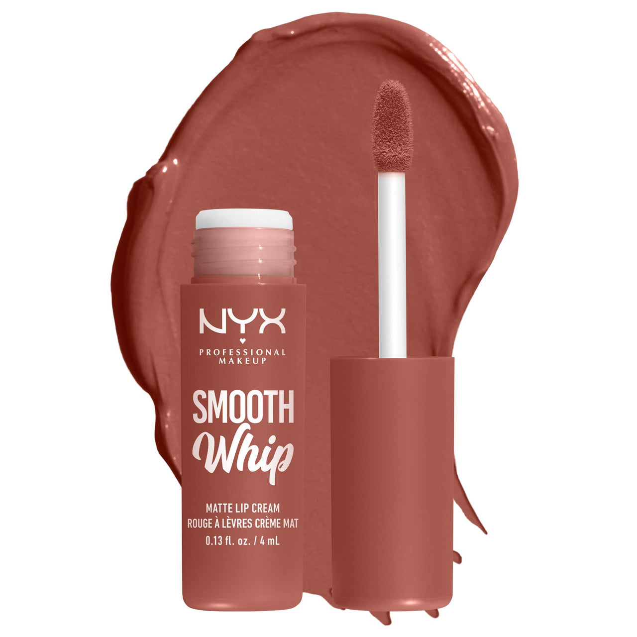 NYX PROFESSIONAL MAKEUP Smooth Whip Matte Lip Cream, Long Lasting, Moisturizing, Vegan Liquid Lipstick - Teddy Fluff (Midtone Pinky Brown)
